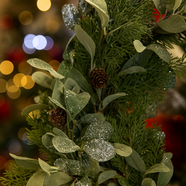 24英寸圣诞雪松花环 全奢华绿植 节日门饰 节日松果与浆果点缀FBA发货-6