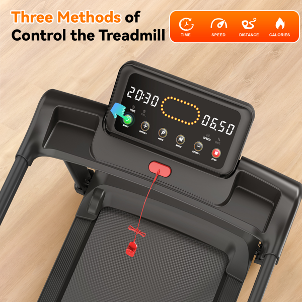 带倾斜跑步机的跑步机2.5HP静音无刷，300磅容量，应用程序，带液晶显示器的脉搏传感器心率-7