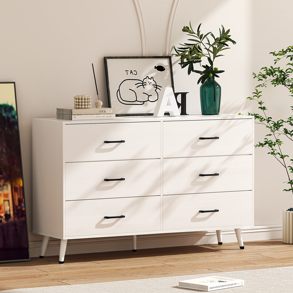 白色 刨花板+无纺布 贴三胺 133*40*84cm 双排3层6抽带高脚 抽屉柜 饰面布抽柜-4