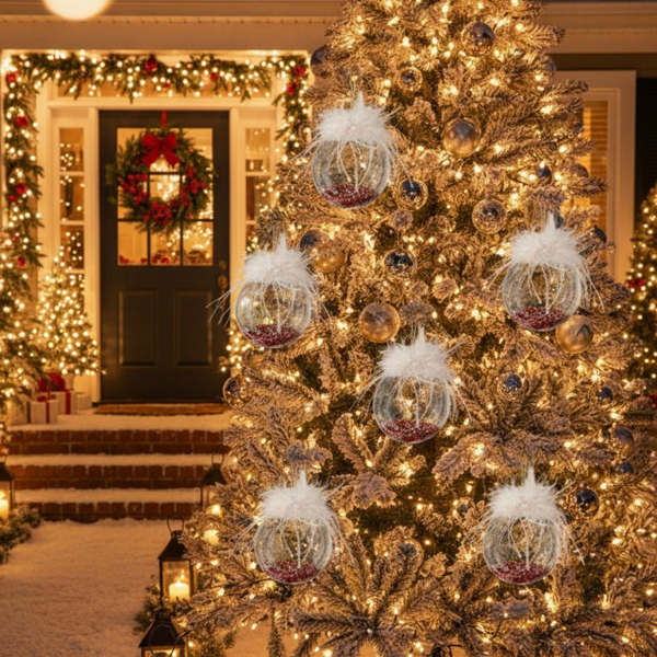 6件套3.9英寸玻璃圣诞装饰品，用于树木和节日派对装饰的装饰挂球，用于节日家居装饰FBA发货-1