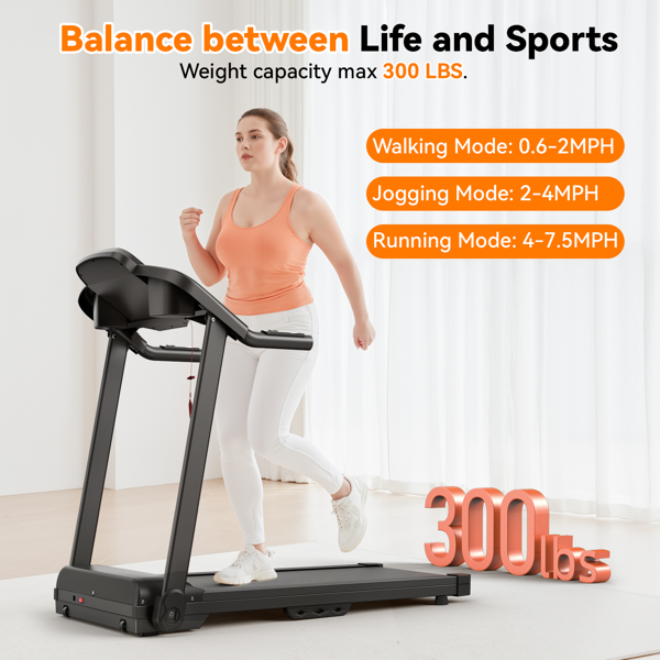 家用跑步机带倾斜步行垫跑步机跑步机跑步机2.5HP静音无刷，265磅容量，应用程序，脉搏传感器心率，带LCD显示屏支架，适用于杯子和手机-10