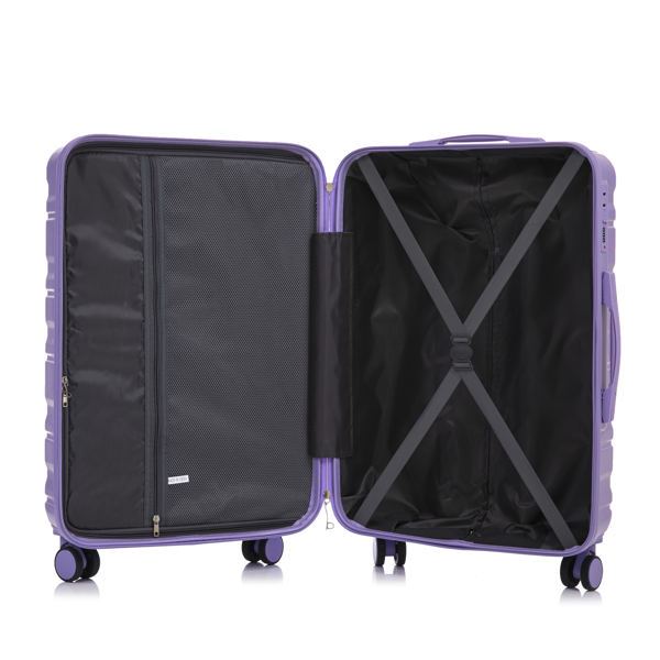 20 英寸/24 英寸/28 英寸 3 件/套三合一 ABS 万向轮行李箱，可随身携带，颜色匹配，密码锁（蓝紫色）-7