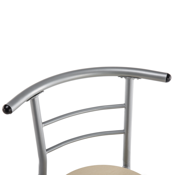 拆装 密度板 铁 原木色 银色烤漆 餐桌椅套装 1桌2椅 椭圆形桌面-8