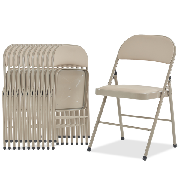 6pcs 简易皮革 PVC 钢管 浅棕色 软包折叠椅 40*45*78cm-19