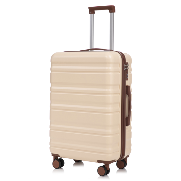 20 英寸/24 英寸/28 英寸 3 件/套三合一 ABS 万向轮行李箱，可随身携带，颜色匹配，密码锁（米色）-10