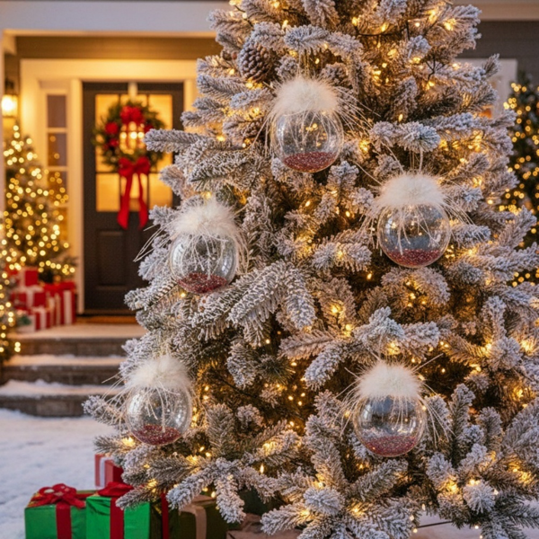 6件套3.9英寸玻璃圣诞装饰品，用于树木和节日派对装饰的装饰挂球，用于节日家居装饰FBA发货-4