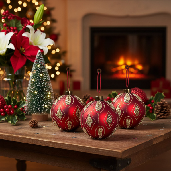 4件套4.7英寸圣诞玻璃球装饰品用于圣诞树悬挂派对用品节日装饰FBA发货-9