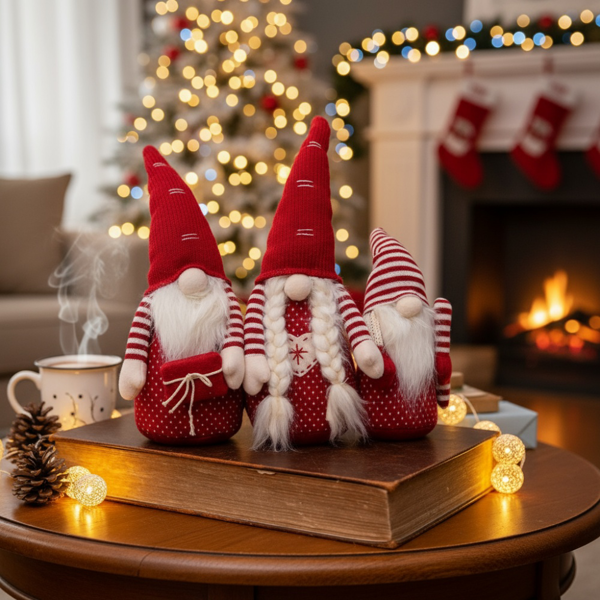 4件套21.3英寸圣诞节侏儒家庭红色万圣节装饰品丰收节秋季室内户外节日展示FBA发货-11