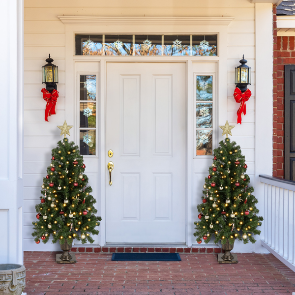 4ft  绿色  120灯 暖色8模式  211枝头 奖杯盆底座 PVC 圣诞树 英规-8