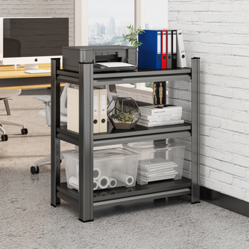 3 层金属搁板，31.50 英寸高独立式搁板，可调节隔板单元，适用于家庭、办公室、书房、厨房、客厅等，黑色，需要组装