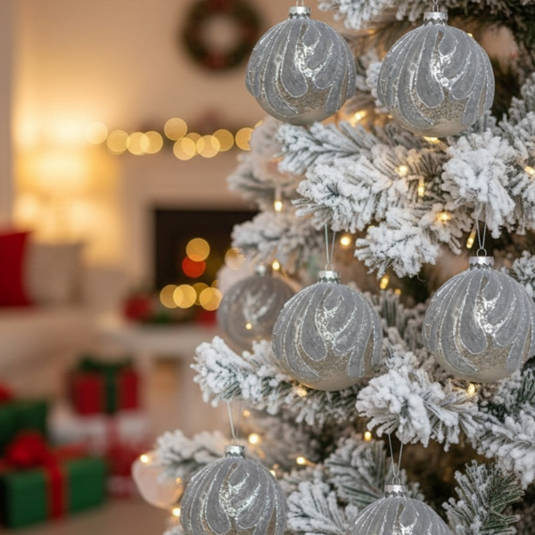 6PCS套3.9英寸圣诞树装饰球悬挂玻璃节日装饰品，用于派对树装饰FBA发货-11