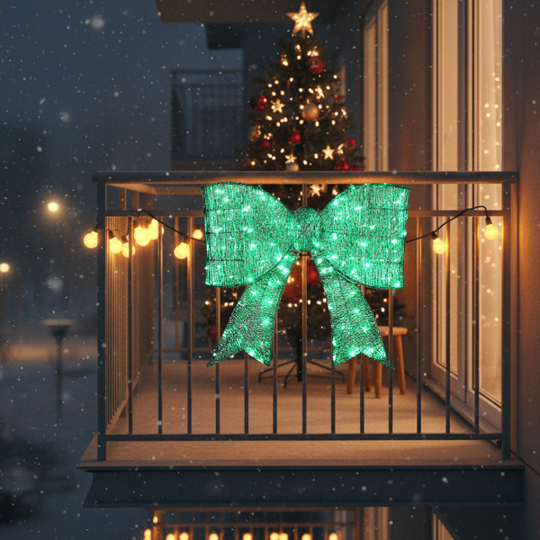 72*12*65cm 绿色 蝴蝶结 绕线撒粉 124LED灯 绿灯  圣诞灯饰经典元素 30V 3.6W-6