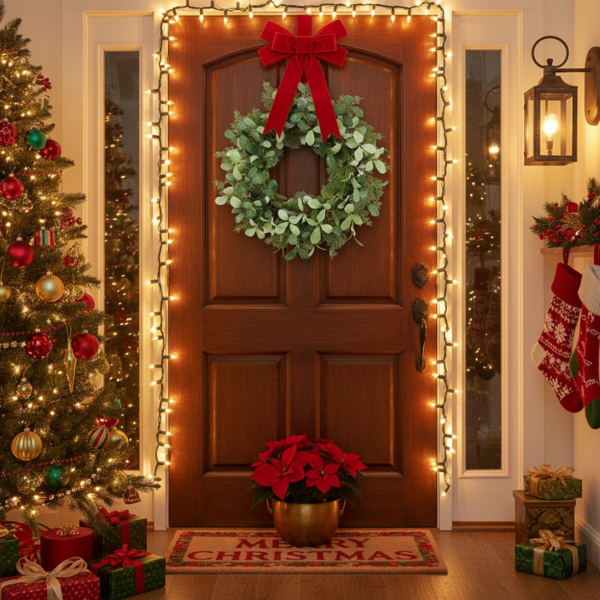 24英寸圣诞雪松花环 全奢华绿植 节日门饰 节日松果与浆果点缀FBA发货-19