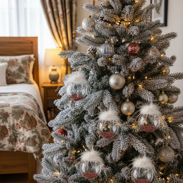 6件套3.9英寸玻璃圣诞装饰品，用于树木和节日派对装饰的装饰挂球，用于节日家居装饰FBA发货-7