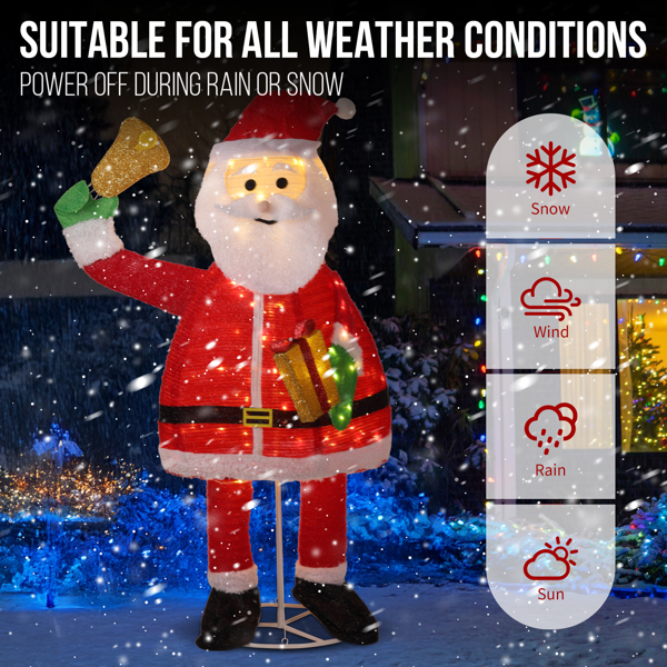 6ft  红色葱布 圣诞老人拿铃铛 200L暖白皮线灯 伸缩款  庭院圣诞老人装饰 30V 3.6W 美规-13