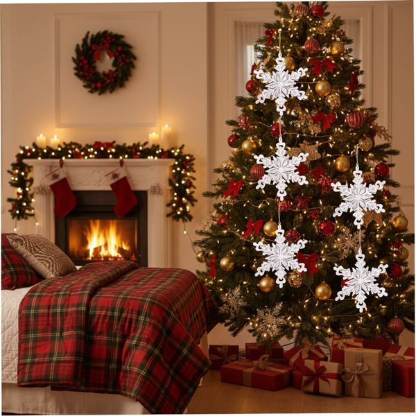 6件套铁质雪花圣诞节装饰品装饰圣诞树圣诞派对挂件套装FBA发货-13