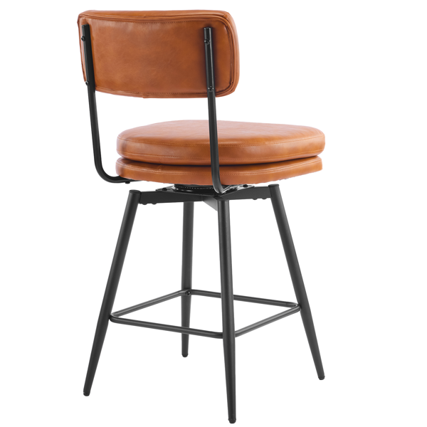 2pcs 靠背可拆 双层坐垫 PU 铁脚 吧椅凳 棕色 带转-6