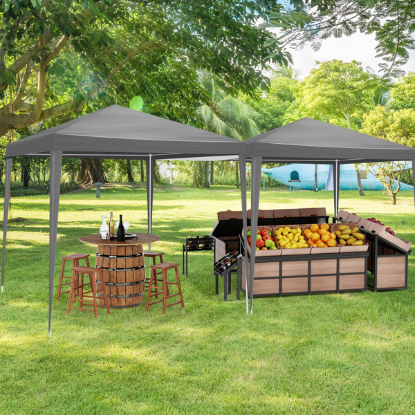 6.5*6.5ft 灰色 4围 仿折叠棚 2门2窗 PE布 喷塑铁管 配拎包-21