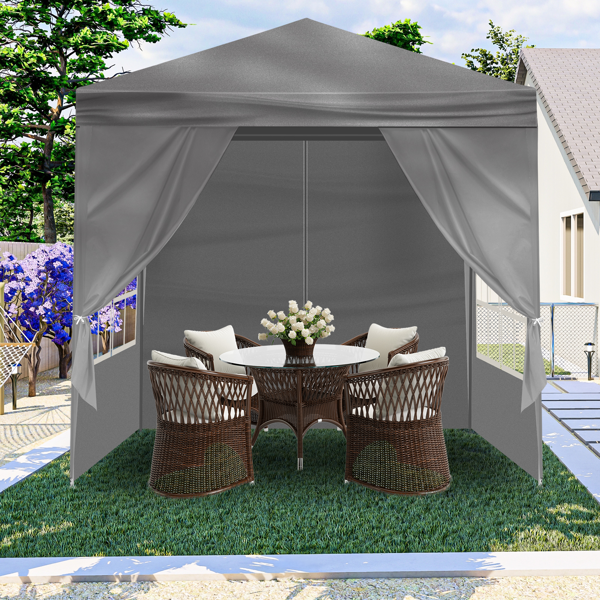 6.5*6.5ft 灰色 4围 仿折叠棚 2门2窗 PE布 喷塑铁管 配拎包-14