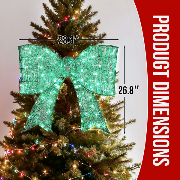 72*12*65cm 绿色 蝴蝶结 绕线撒粉 124LED灯 绿灯  圣诞灯饰经典元素 30V 3.6W-4