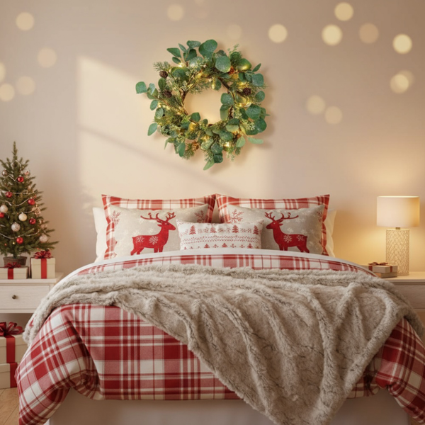 2件套圣诞节花环桉树14.2英寸绿色人造植物家居门饰节日壁挂FBA发货-18