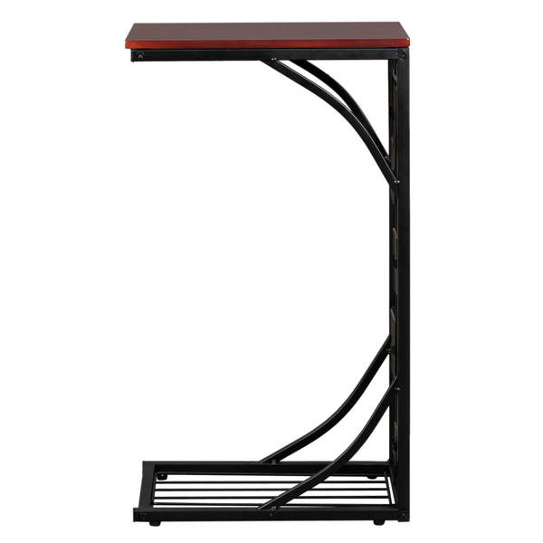 P2密度板 单层 边几 C型 碎石图案 桌面棕色 黑色喷塑 30.5*21*54cm-2