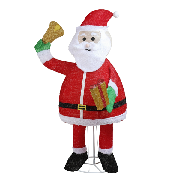 6ft  红色葱布 圣诞老人拿铃铛 200L暖白皮线灯 伸缩款  庭院圣诞老人装饰 30V 3.6W 美规-10