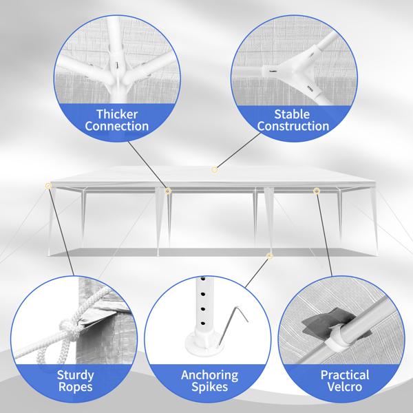 10X30ft 白色 无围布 仿折叠棚 喷塑钢管 PE布 LT-5