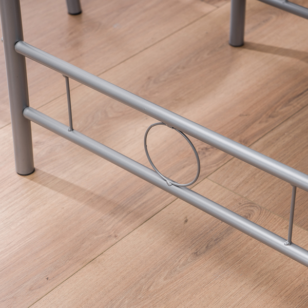 拆装 密度板 铁 原木色 银色烤漆 餐桌椅套装 1桌2椅 椭圆形桌面-25