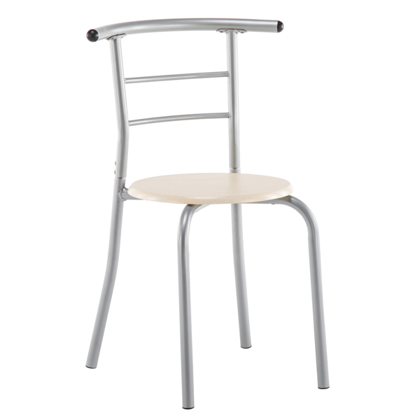 拆装 密度板 铁 原木色 银色烤漆 餐桌椅套装 1桌2椅 椭圆形桌面-7