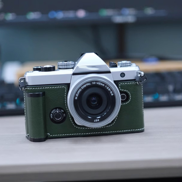 真皮手工相机手柄包，适用于奥林巴斯 OM SYSTEM OMVt（咖啡色）-14