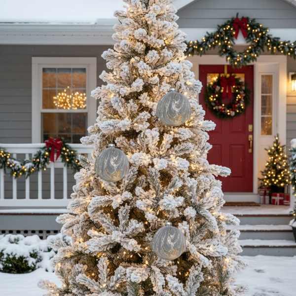6PCS套3.9英寸圣诞树装饰球悬挂玻璃节日装饰品，用于派对树装饰FBA发货-10