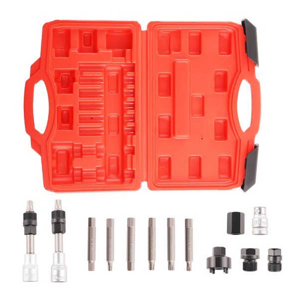 13件式交流发电机离合器皮带轮拆卸套筒六角花键星形螺丝刀工具套装，适用于奔驰，适用于菲亚特-2