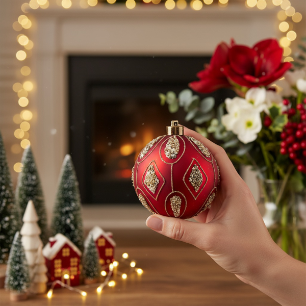 4件套4.7英寸圣诞玻璃球装饰品用于圣诞树悬挂派对用品节日装饰FBA发货-8