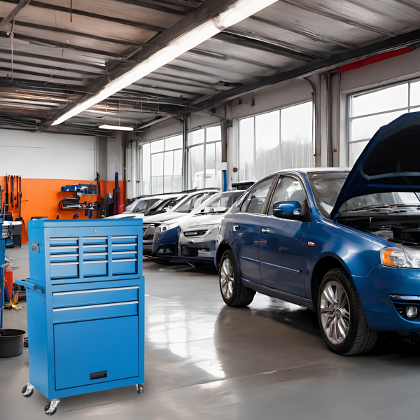 工具箱，8抽屉滚动工具储物柜，带二合一可拆卸顶部工具箱、内衬、可锁定轮子、侧钩，适用于车库的金属工具车-3