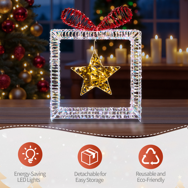 3pcs  130*10*70CM  幻彩虹膜  镂空礼物盒  357L铜丝灯 白灯 电池盒  圣诞灯饰经典元素-11