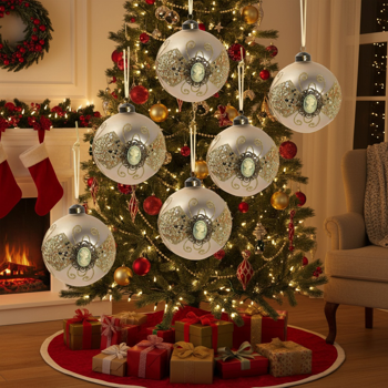 6件套圣诞球装饰品3.9英寸圣诞树装饰玻璃挂球节日派对套装FBA发货