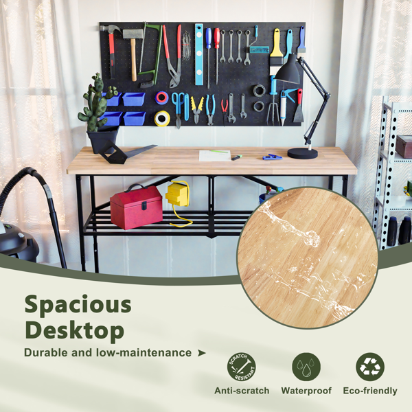 可折叠实木工作台，带脚轮，高度可调节-5