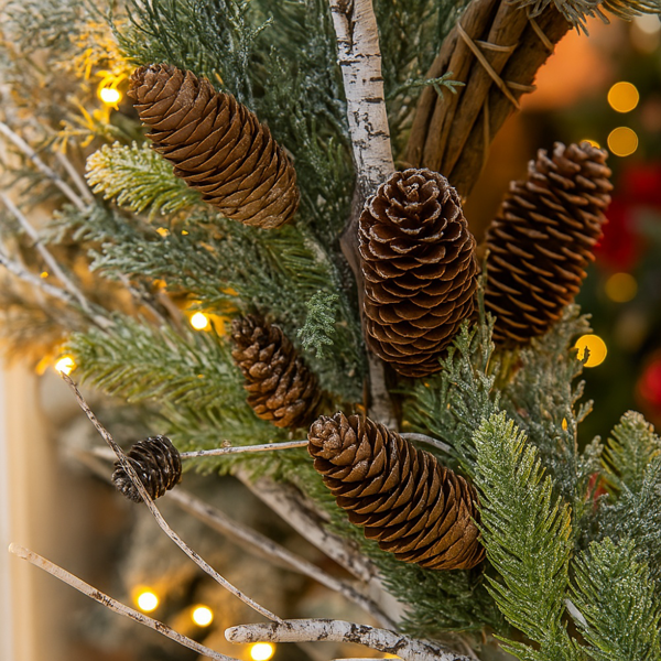 24英寸圣诞松花环松果和绿色节日门装饰，预点燃或自然风格，用于节日家居装饰FBA发货-6