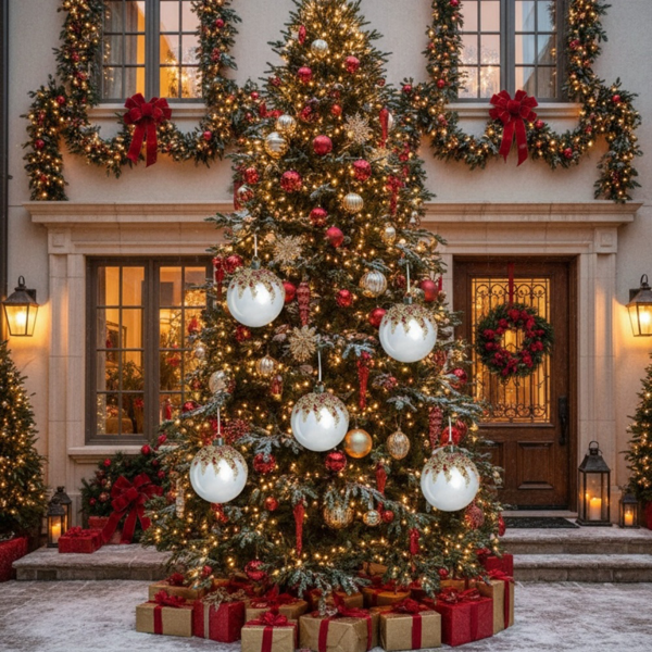 6件套3.9英寸圣诞球装饰品圣诞树派对玻璃节日装饰品悬挂圣诞球FBA发货-1