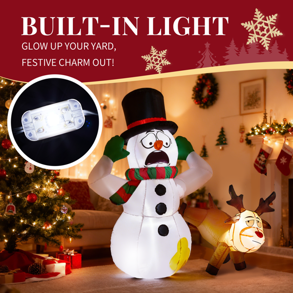 3.5FT 惊恐雪人小鹿 3颗白光LED 190D涤纶  圣诞充气装饰 12V 12V,700mA 美规-8