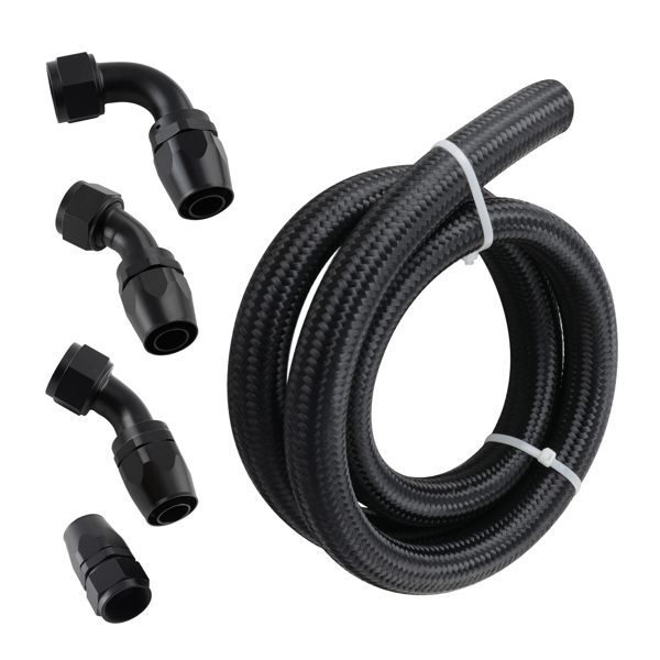 AN16 AN-16 软管 燃油管 橡胶材质 尼龙编织层 5英尺长 配90度AN接头 45度直通转换接头-3