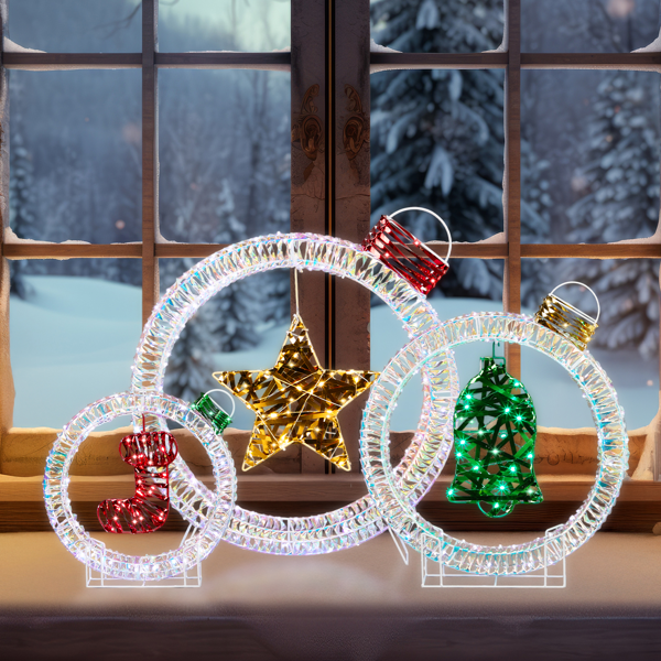 3pcs  150*10*67CM  幻彩虹膜  镂空灯球 295L铜丝灯 白灯 电池盒  圣诞灯饰经典元素-10