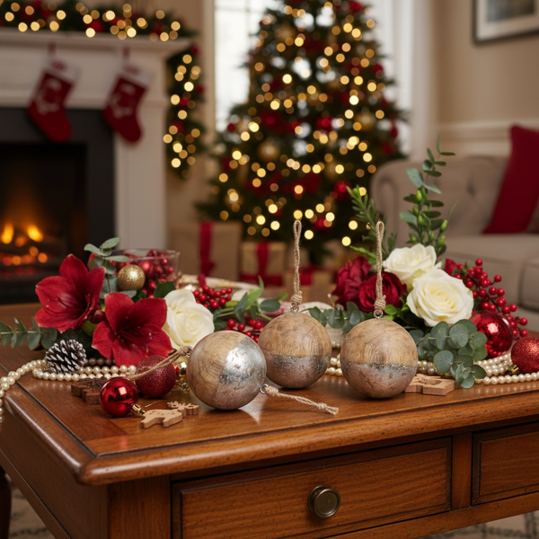 4件套圣诞挂球饰品木制圣诞树饰品节日派对装饰品圣诞树饰品FBA发货-3