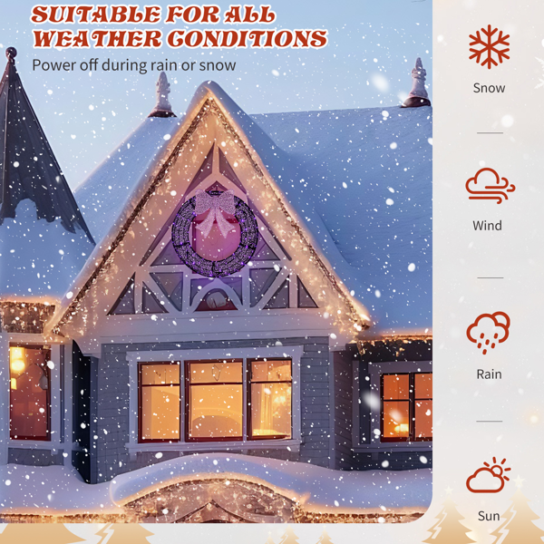 36in 黑色 花环带蝴蝶结  175L皮线灯 紫色加橙色光 带遥控带定时 圣诞灯饰花环 30V 3.6W 美规-8