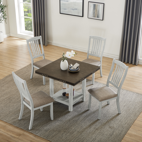 多功能扩展折叠桌，可坐4人，带储物空间，四边折叠桌可节省空间同事还可以扩大使用面积，适用于厨房，客厅等。-1