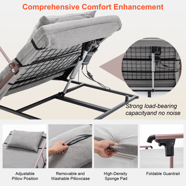 电动可调节床架带折叠扶手和靠枕-3