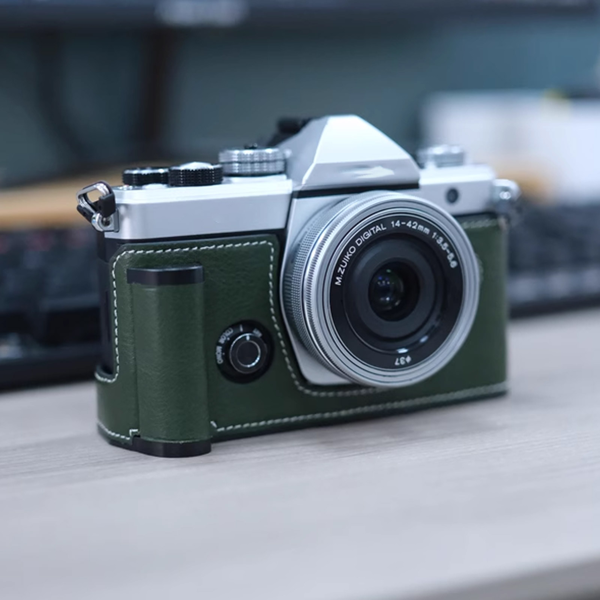 真皮手工相机手柄包，适用于奥林巴斯 OM SYSTEM OMVt（咖啡色）-10