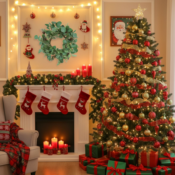 2件套圣诞节花环桉树14.2英寸绿色人造植物家居门饰节日壁挂FBA发货-5