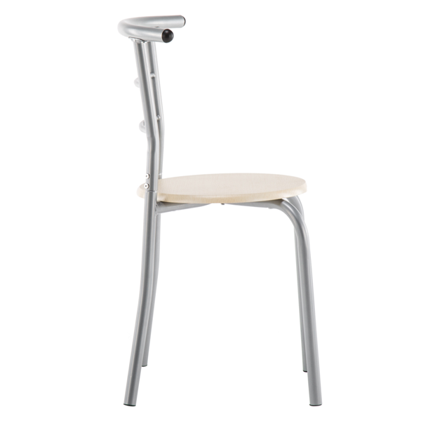 拆装 密度板 铁 原木色 银色烤漆 餐桌椅套装 1桌2椅 椭圆形桌面-3